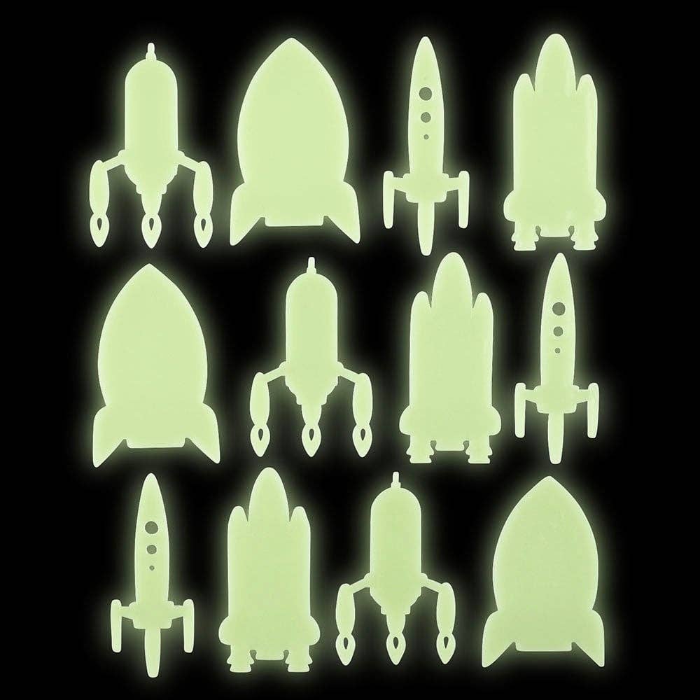Glow In Dark Space Rocket Stickers